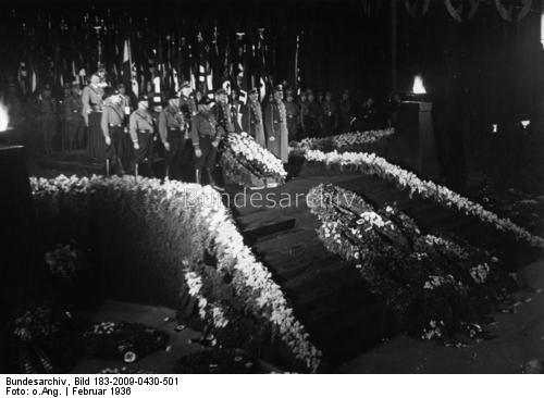 The Führer makes a speech on the occasion of the funeral of Wilhelm Gustloff in Schwerin's Festhalle